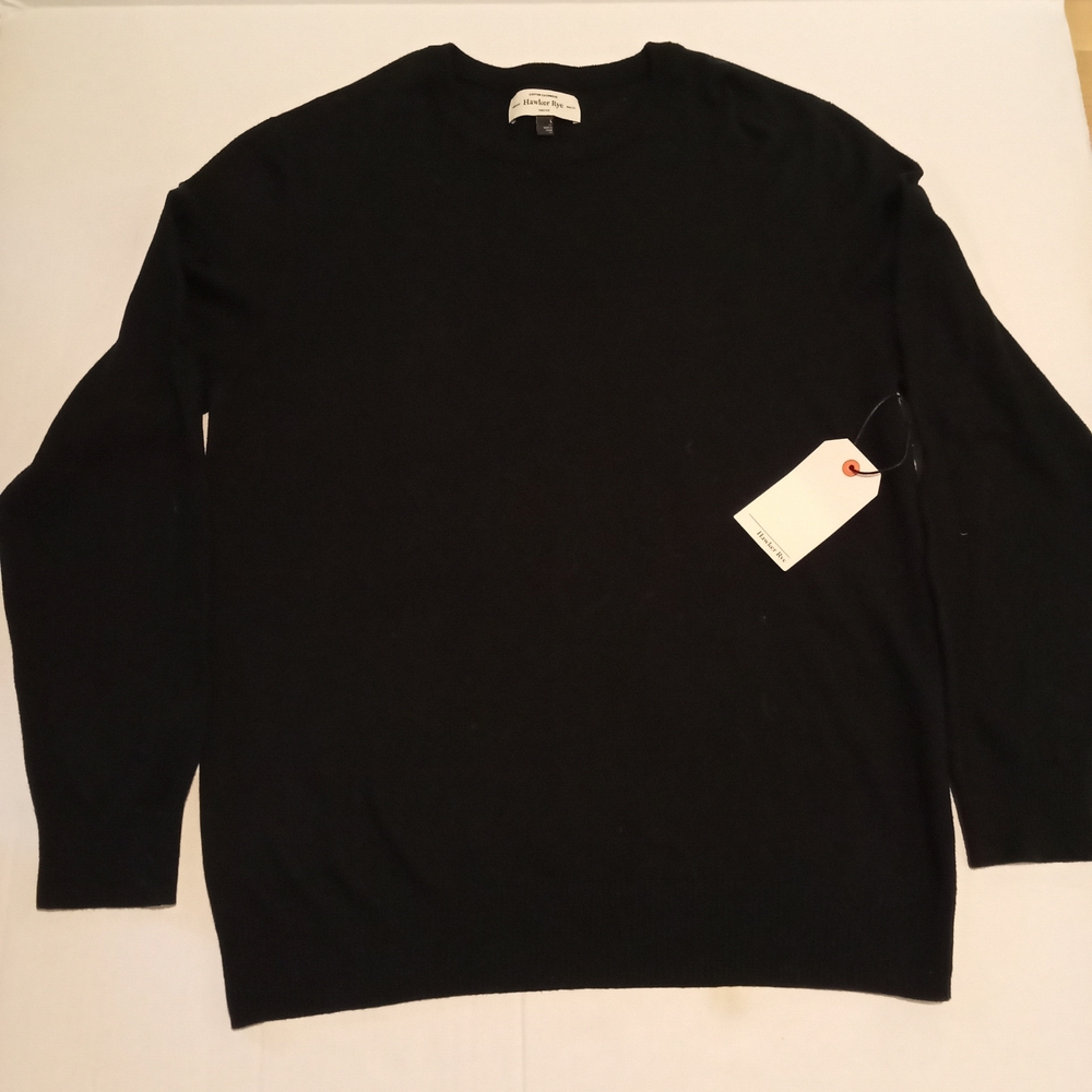 Hawker Rye Cotton Cashmere Classic Black Men's Sweater Size Large New